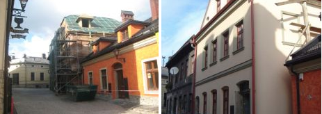 kamienica z pomarańczową elewacją