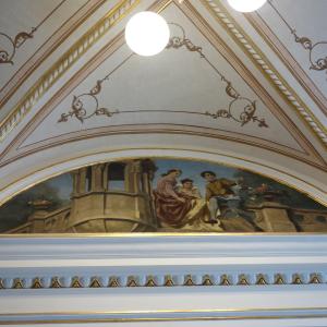 Zamkowa 8 sień - fragment sklepienia i dekoracji malarskiej po konserwacji.